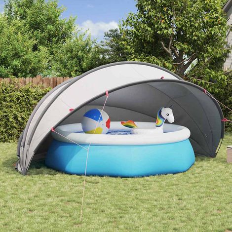 Dome Piscina 500 x 500 x 236 cm Grigio e arancione vidaXL