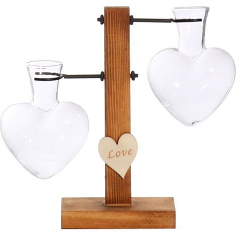 Vase en verre en forme de cœur avec support et support pour salon (1/5)