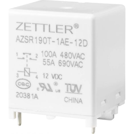 ZETTLER ELECTRONICS AZSR190T-1AE-12D POWER RELÈ 12 V/DC 100 A 1 NA 1 PZ. (1/2)