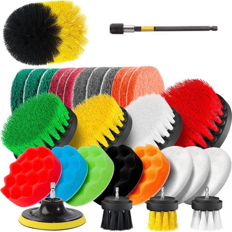 Juego de 30 cepillos para taladro, kit de accesorios de limpieza multicolor, cepillo de limpieza multiusos para juntas, suelos, bañeras, duchas, azulejos, baños y cocinas. (1/5)
