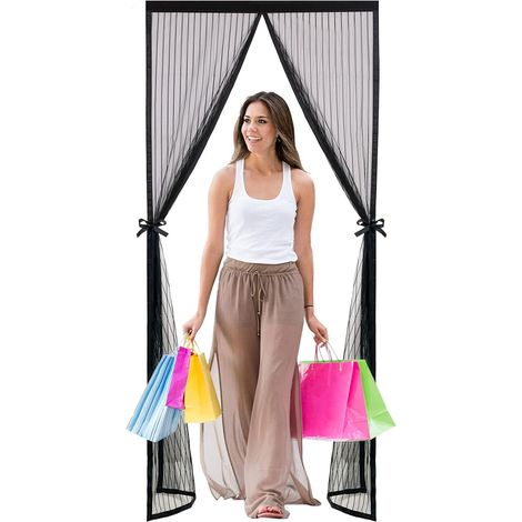 Zanzariera magnetica per porte, protezione dagli insetti, 70x210 cm, nera