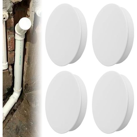 Lot de 4 cache tuyaux de ventilation 100 mm, cache-tuyau, cache-ressort en PVC, embout rond pour tube de ventilation, cache-tuyau d'égout capuchon pour empêcher le reflux dans les tuyaux (1/5)