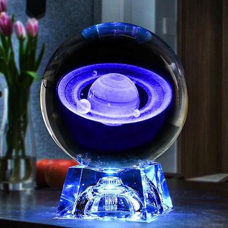Boule de cristal 3D du système solaire avec base LED, veilleuse astronomique pour la décoration intérieure, pour petite amie, épouse, mère, femme
