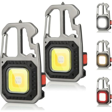 Mini lampada da lavoro a LED con sette modalità e porta USB per campeggio, multiutensile con magnete e apribottiglie - Crezuo