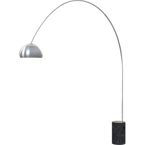 Piantana Contemporanea Turning Marmo Nero Cilindro Metallo Cromo 1 Luce E27