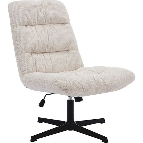 Fauteuil pivotant en tissu chiné beige SELENDO (1/5)
