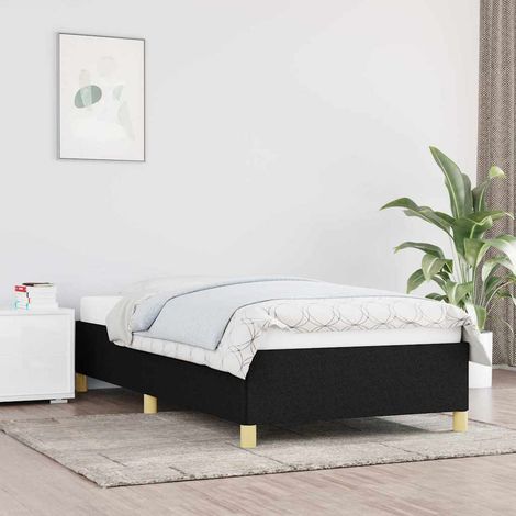 Lit simple pour adulte Cadre de lit - Noir 90x190 cm Tissu BV392870 - BonneVie (1/5)