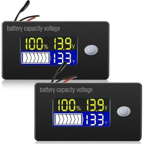 Compteur de tension de capacité de batterie avec alarme et capteur de température externe Moniteur de température 12V Jauge de (1/5)