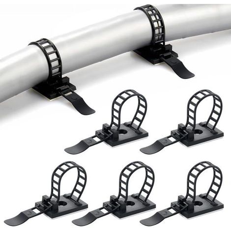 100pcs Attaches De Câble En Nylon Auto-Adhésives Pinces Pour Câbles Réglables Avec Pinces (1/5)