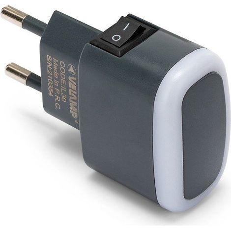 Luce notturna Froot, 0,3W, spina 10A, con interruttore, antracite - Velamp IL30