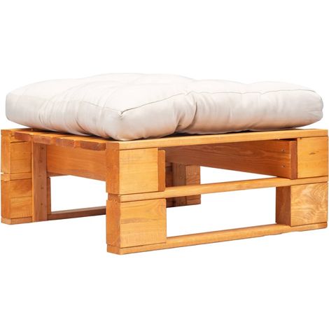 Otomana de palets de jardín con cojín arena madera marrón miel vidaXL