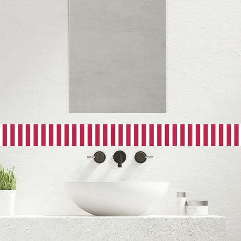 Frise décorative adhésive, rayures tendance rouge fushia superbe, 10 cm X 300 cm (1/5)