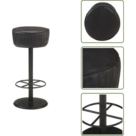 Tabouret de bar Noir Cuir véritable - Tabouret De Bar - Fauteuil De Bar - Chaise De Bar - Siège De Bar - Cuir Véritable (1/5)