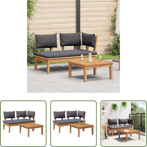 vidaXL Teakholz - Gartenbank und Tischset 2 pcs Grau und Braun Massivholz Teak (1/5)