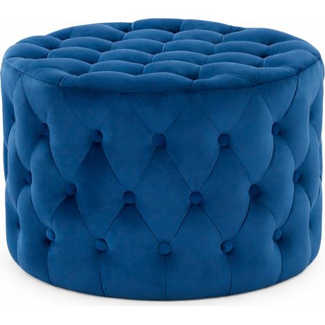 Pouf "Auriga" rotondo con bottoni e rivestimento in velluto per interno (1/4)