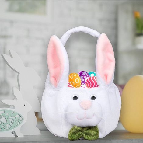 Set di 2 sacchetti per caramelle pasquali, decorazioni per uova di Pasqua e sacchetti portaoggetti a forma di coniglietto. (1/5)