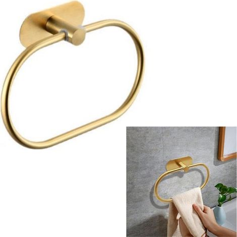 1 pezzo Anello portasciugamani ovale autoadesivo, anello portasciugamani in acciaio inox, portasciugamani da parete, non richiede foratura, antiruggine (1/5)