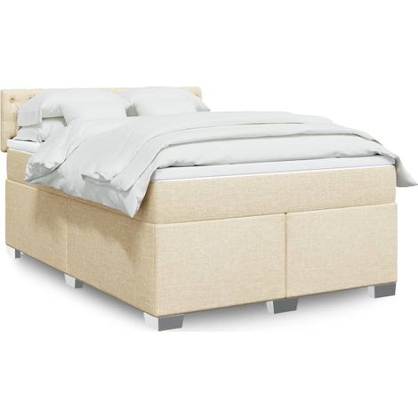 Boxspringbett mit Matratze Creme 140x200 cm Stoff