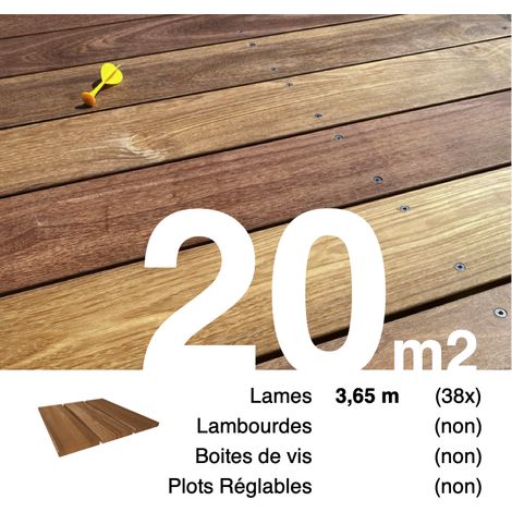 Planches de terrasse bois exotique CUMARU pour 20 m² • Longueur 3,65 m • Livraison gratuite