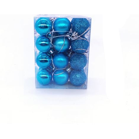 Sapin de Noël décorations de Noël 24 pièces boule de sapin de Noël intérieur et extérieur - 3cm, bleu
