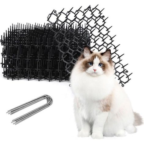 12 tapis à picots pour chats - Tapis répulsif pour chats avec picots - Filet anti-chats - avec 8 piquets - (1/5)