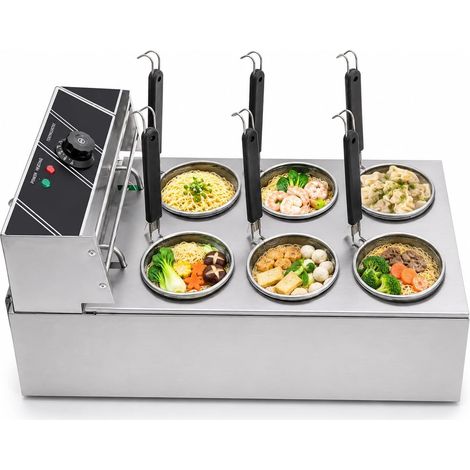 20L Commercial Cuiseur Pâtes Électrique 2000W Avec 6 Paniers,Température Réglable 140℉-392℉ Pour Cuire Nouilles,Saucisses, Boulettes Poisson, Radis, Tofu,Légumes, etc