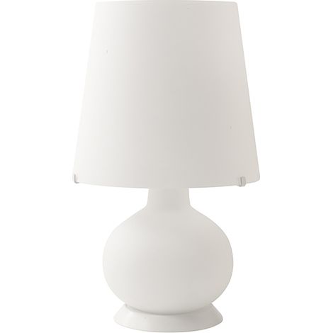 Lampe de table JUDY 32 cm en verre satiné et métal blanc, double interrupteur E14+E27, design moderne pour intérieur IP20 - Groupe Rossini (1/3)