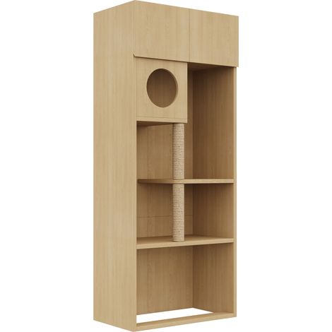 Katzenstreuschrank mit Kratzbaum aus MDF in Naturfarbe 80 x 45 x 193 cm MODENUIT (1/5)