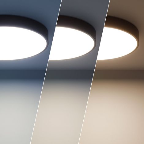 LED-Deckenleuchte 30W Rund Metall Ø400mm CCT Wählbar Hidria Schwarz (1/5)