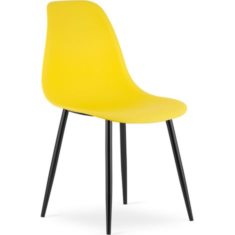 Sedia scandinava WAT in polipropilene giallo e gambe nere (1/5)