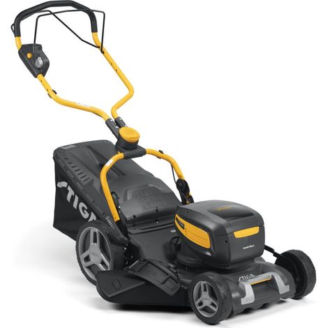 STIGA 753e V Combi Kit Akku-Rasenmäher, 48 V, 51 cm – 1,5 kW Motor, 2 Akku 5 Ah + Ladegerät – Rasenflächen Bis 950 m²