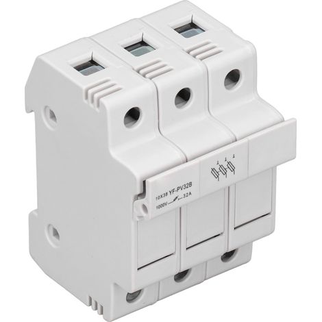 3-poliger Sicherungshalter für DIN-Schienenmontage, Sicherungssockel, Schutzvorrichtung für Photovoltaikanlagen, Serie DC 1000 V, 32 A, 6 W (1/5)