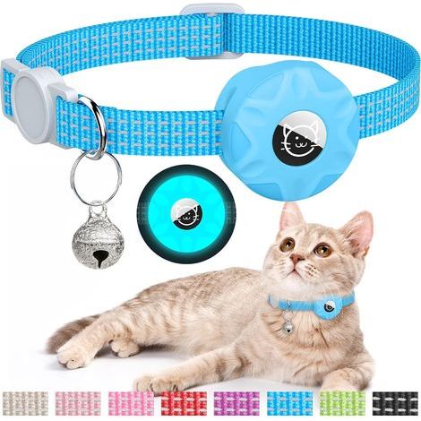 Collier GPS pour chat (fonction amovible, avec clochette) (bleu) Pile bouton (1/5)