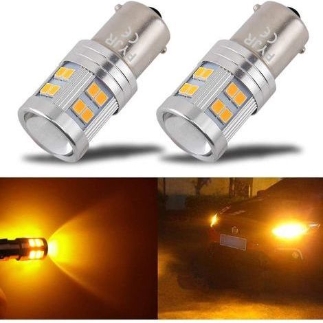 1156 Ba15s P21w Ampoules LED Ambre Jaune Orange, 6W 12V 24V Super Brillante, avec projecteur pour Feux de signalisation Clignotants de recul (Lot de 2) [Classe énergétique A++] (1/5)