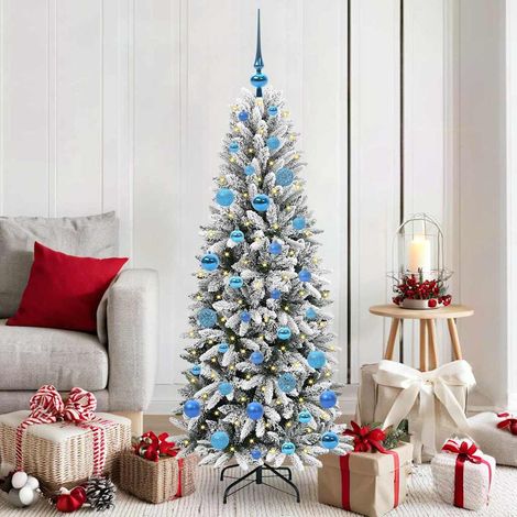 Künstlicher Weihnachtsbaum mit 150 LEDs mit Ständer Weiß 150 cm