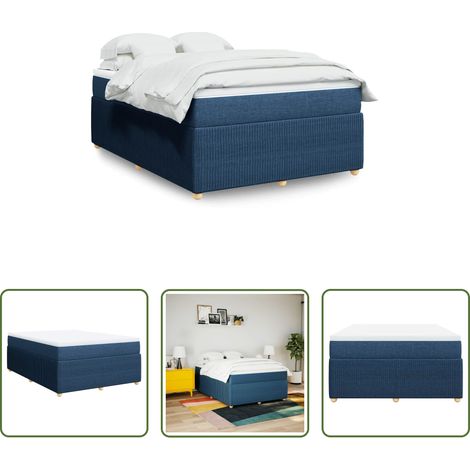 Matelas à ressorts ensachés - Sommier à lattes de lit avec matelas Bleu 140x190 cm Tissu (1/5)