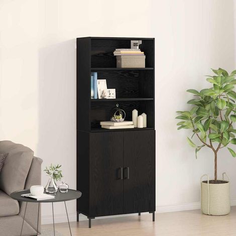 Highboard Schwarz Eichen-Optik 69,5 x 34 x 180 cm Holzwerkstoff