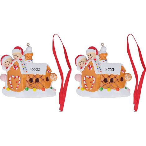 Suspension décorative de Noël en résine sculptée peinte à la main, lot de 2 ornements pour sapin, décoration de maison 22 W249 (1/5)