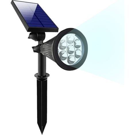 Faro Faretto Da Giardino Picchetto con Pannello Solare Crepuscolare con 7 LED