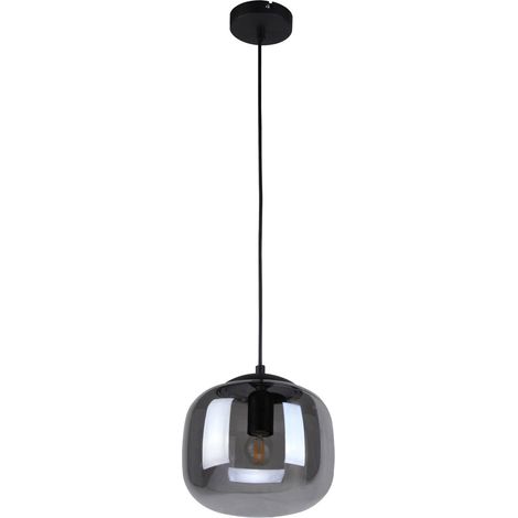 Lampada a sospensione minimal nera vetro fumé E27 Italux (1/2)