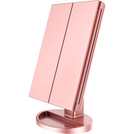 Beleuchteter Schminkspiegel, 1-fache/2-fache/3-fache Vergrößerung mit 36-LED-Touchscreen und USB-Aufladung, um 180 Grad verstellbarer Ständer für Kosmetik-Schminkspiegel auf der Arbeitsplatte (Roségol