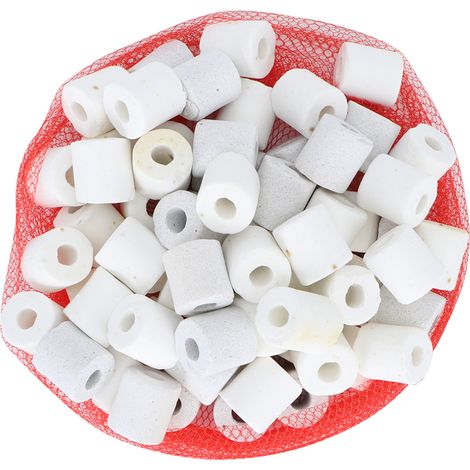 500 g de material filtrante cerámico blanco para acuarios con carbón activado – Ideal para filtros internos y externos (1/5)