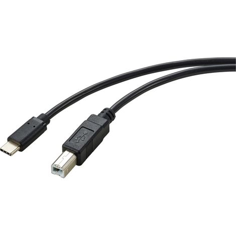 Renkforce USB-Kabel USB 2.0 USB-C® Stecker, USB-B Stecker 2.00 m Schwarz Gesamtschirm RF-5720420 (1/3)
