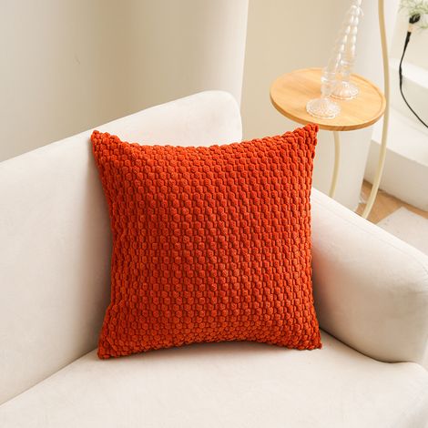 Popular Bubble Corduroy Throw Pillow Cover for Living Room and Sofas (Core Not Included) -- Orange-Red -- 4545cm