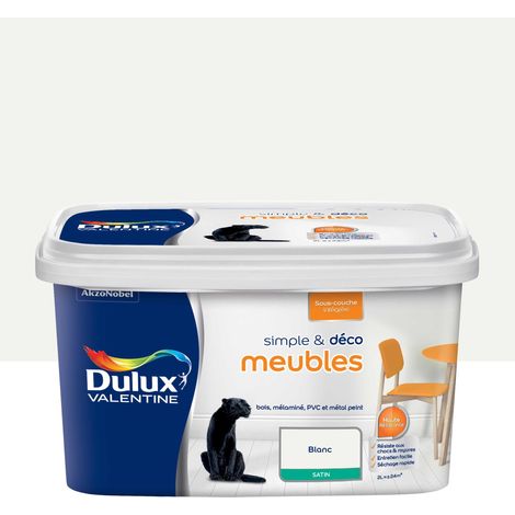 Peinture De Rénovation Simple & Deco Meubles Satin Blanc 2 L - Dulux Valentine