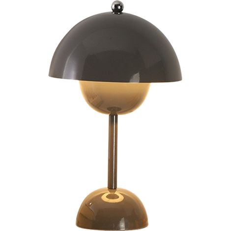 Lampe de bureau LED minimaliste, gradable pour bar, chambre, restaurant, lecture, fer, prise, grise (3 couleurs lumineuses, interrupteur à bouton) (1/5)