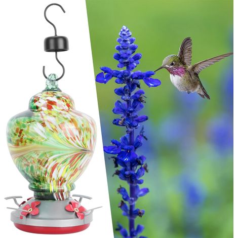Bunte, bemalte Vogelfutterstation für den Innenhof, Wasserfütterungsgerät für Kolibris, Typ D (1/5)