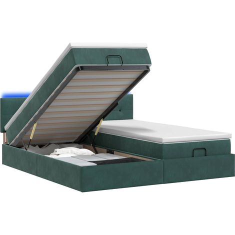 Maison Exclusive - Letto Ottomano con Materasso e LED Verde Scuro 200 x 200 cm (1/5)