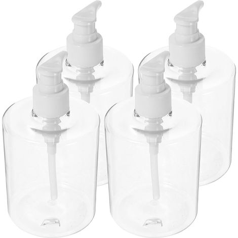 Juego de 4 dispensadores de bomba de plástico transparente de 500 ml (1/5)