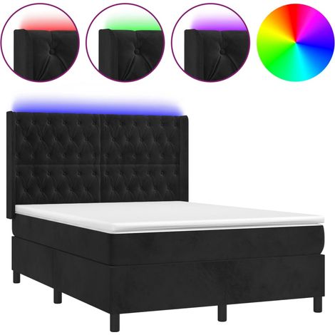 Maison Exclusive - Letto a Molle con Materasso e LED Nero 140x200 cm in Velluto